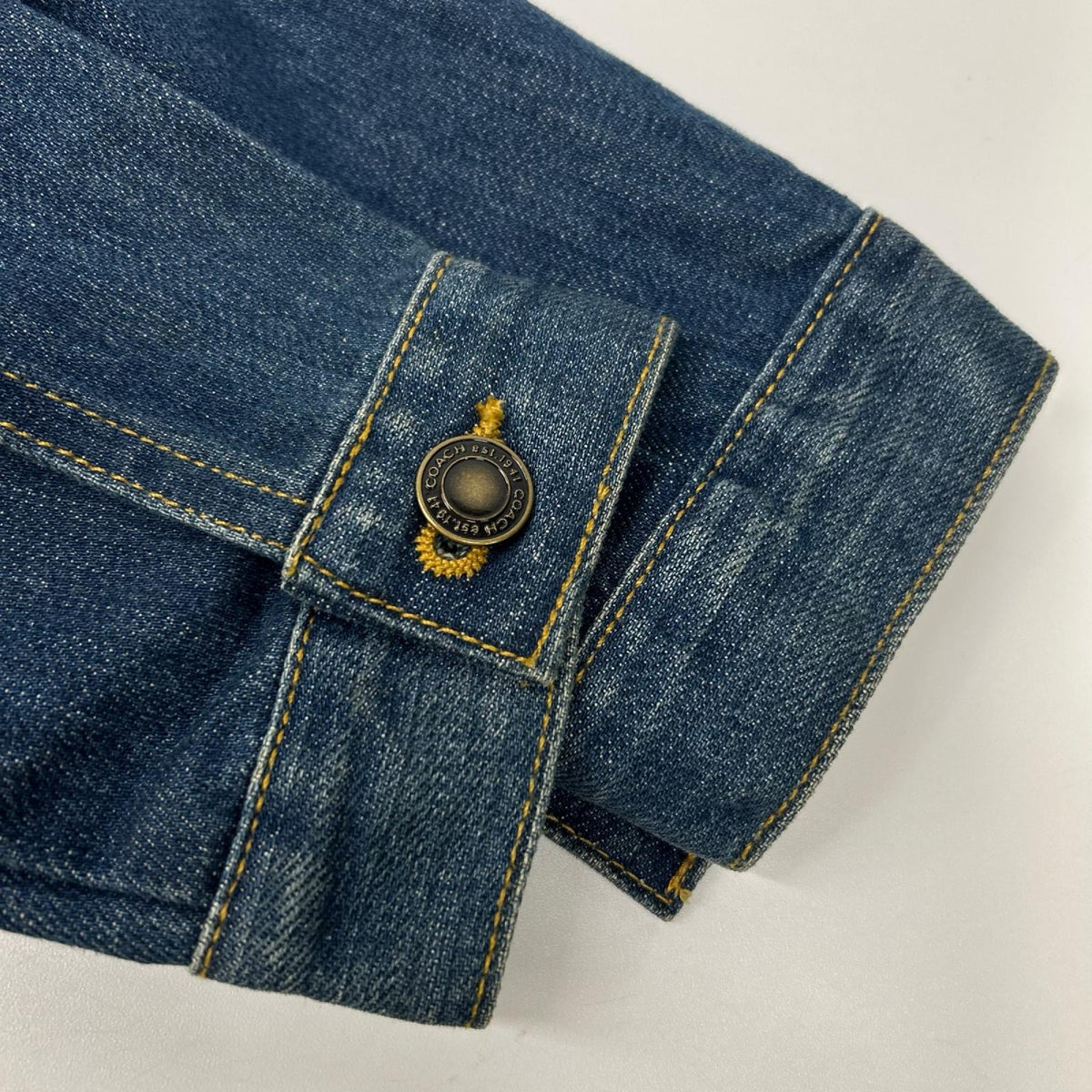 COACH コーチ インディゴ コットン レザーフラワーパッチ デニムジャケット ジャケット