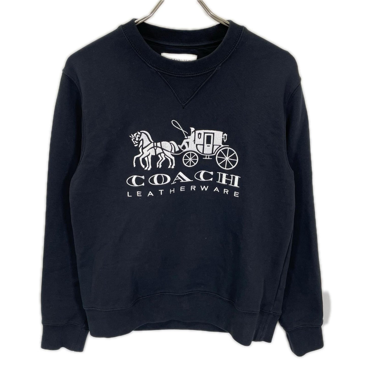 COACH コーチ C9116 ブラック コットン クルーネックスウェットトップ トップス