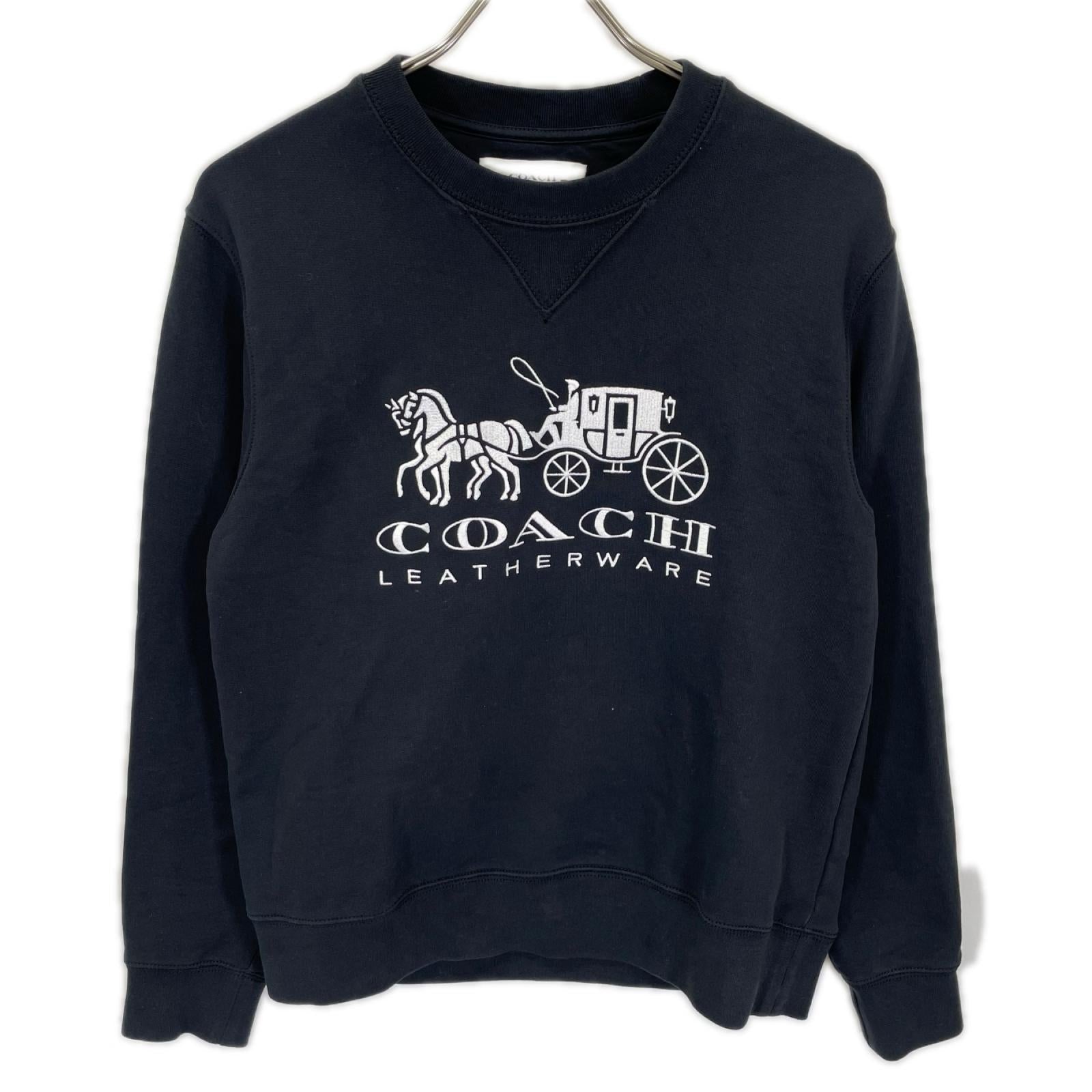 COACH コーチ C9116 ブラック コットン クルーネックスウェットトップ トップス