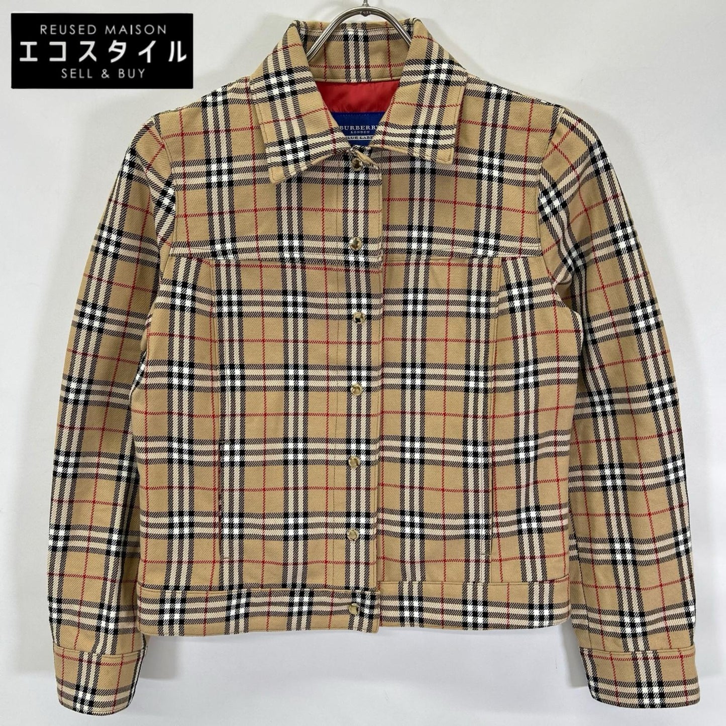 Burberry LONDON バーバリーロンドン 【BLUE LABEL】ベージュ コットン ノヴァチェックボタンジャケット ジャケット
