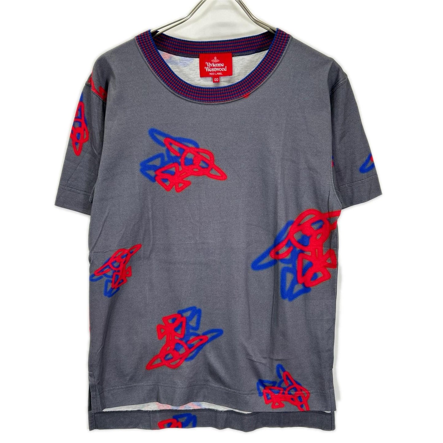 VivienneWestwoodRedLabel ヴィヴィアンウエストウッドレッドレーベル 16-12-312011 グレー×レッド×ブルー コットン グラフィックプリントカットソー トップス