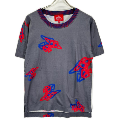 VivienneWestwoodRedLabel ヴィヴィアンウエストウッドレッドレーベル 16-12-312011 グレー×レッド×ブルー コットン グラフィックプリントカットソー トップス