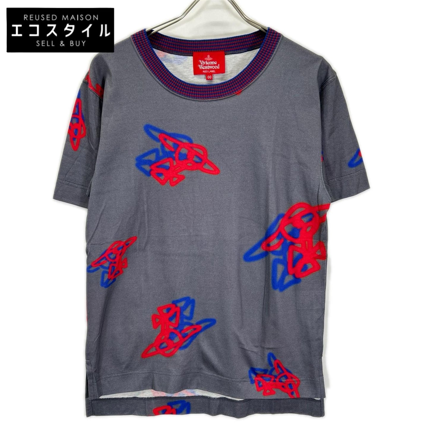 VivienneWestwoodRedLabel ヴィヴィアンウエストウッドレッドレーベル 16-12-312011 グレー×レッド×ブルー コットン グラフィックプリントカットソー トップス
