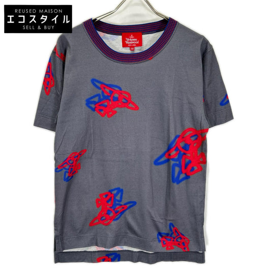 VivienneWestwoodRedLabel ヴィヴィアンウエストウッドレッドレーベル 16-12-312011 グレー×レッド×ブルー コットン グラフィックプリントカットソー トップス