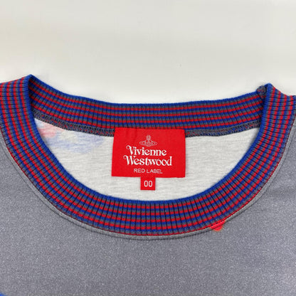 VivienneWestwoodRedLabel ヴィヴィアンウエストウッドレッドレーベル 16-12-312011 グレー×レッド×ブルー コットン グラフィックプリントカットソー トップス