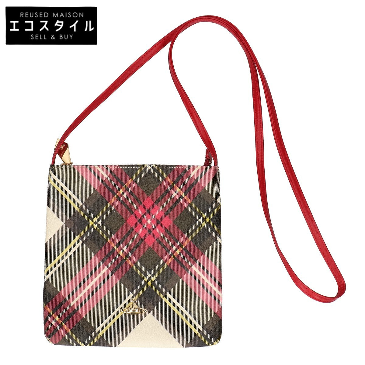 VivienneWestwood ヴィヴィアンウエストウッド 【美品】PVC メタルオーブ チェック ショルダーバッグ