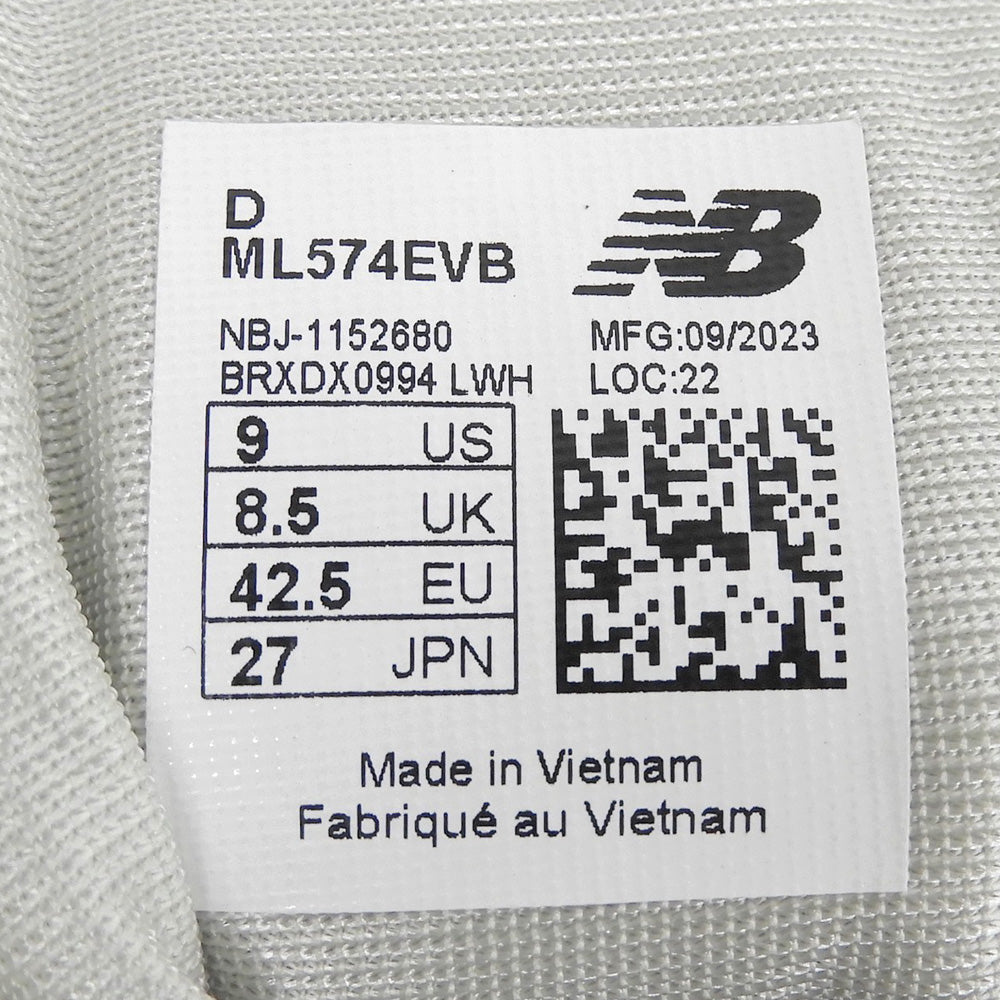 NEW BALANCE ニューバランス 新品同様 574ローカット スニーカー シューズ メンズ 黒 ブラック 27cm ML574EVB シューズ