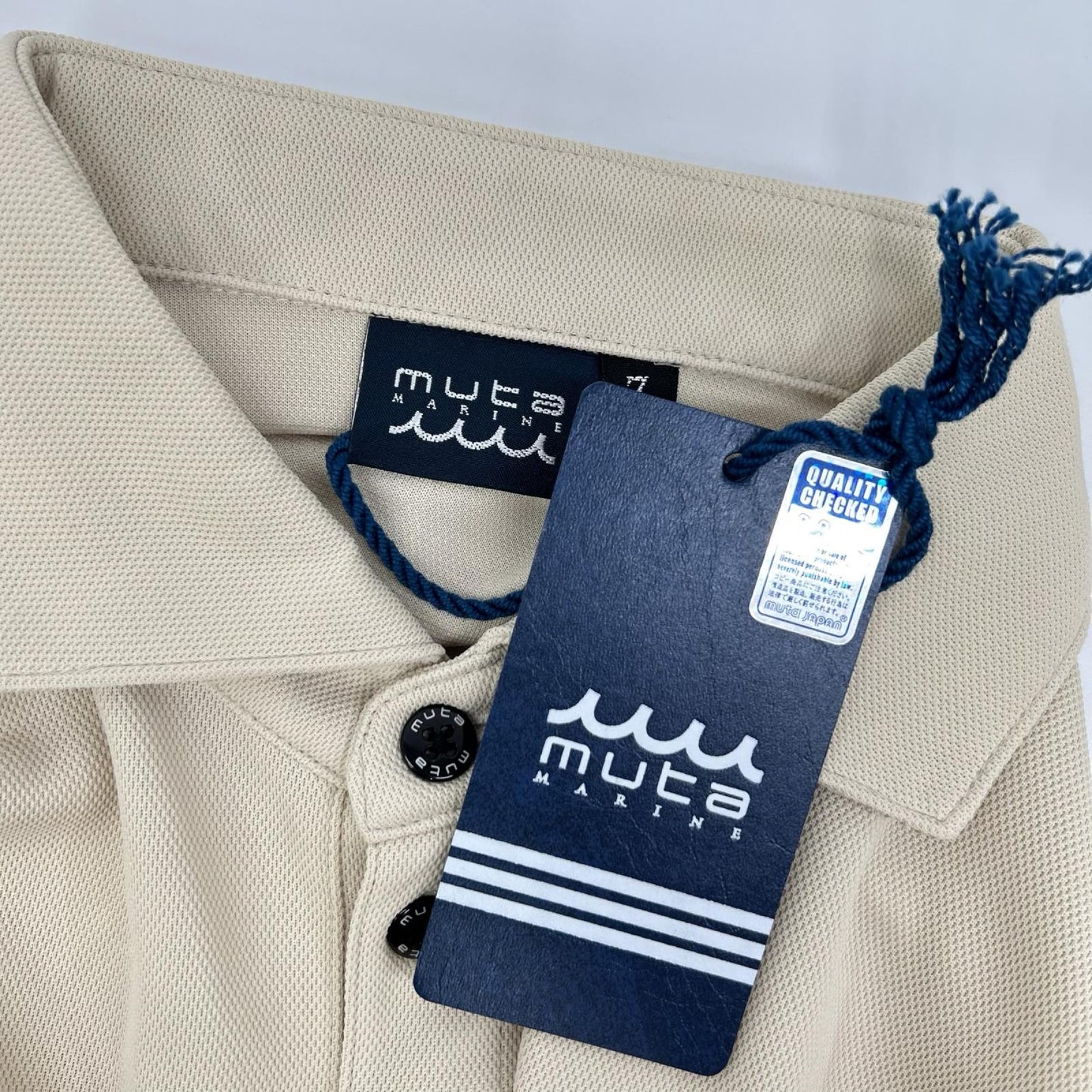 MUTA MARINE ムータマリーン ライトベージュ ヘムリブ ポロシャツ トップス