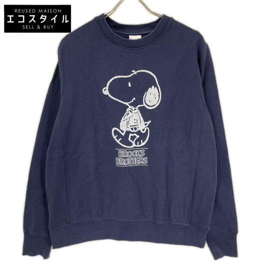 BrooksBrothers ブルックスブラザーズ ×PEANUTS 25AW ネイビー×ホワイト コットンフレンチテリー スヌーピープリント スウェットプルオーバー トップス