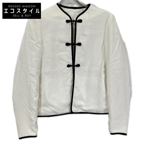 Mame Kurogouchi マメクロゴウチ 25SS MM25SS-JK016 ホワイト×ブラック 「Viscose Rayon Floral Jacquard Silk Filling Jacket トップス
