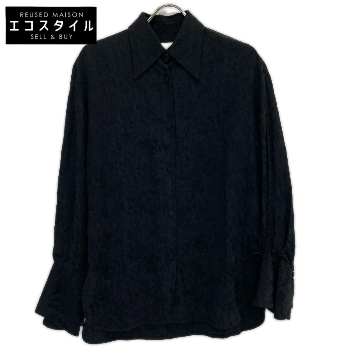 Mame Kurogouchi マメクロゴウチ 25FW MM25FW-SH020 ブラック Floral Jacquard Shirt トップス