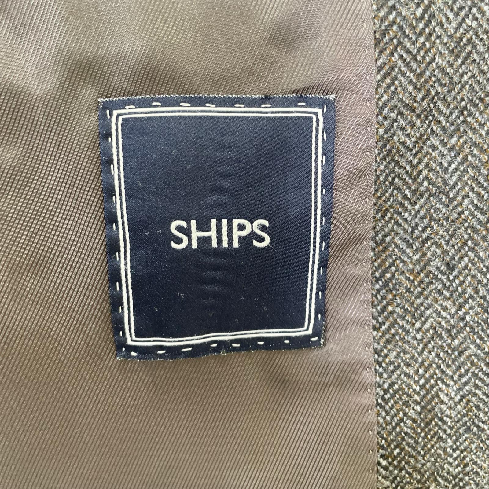SHIPS シップス ブラウン グラニフィーチョ・ディ・プライ社生地 ヘリンボーン 三段返り3つボタン 3Bテーラードジャケット ジャケット