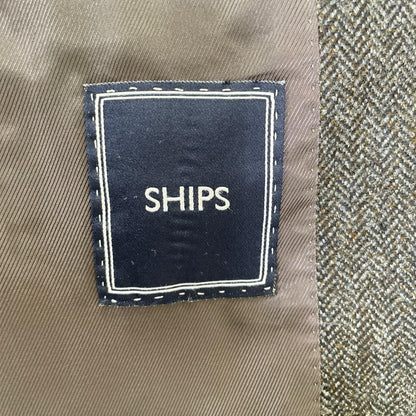 SHIPS シップス ブラウン グラニフィーチョ・ディ・プライ社生地 ヘリンボーン 三段返り3つボタン 3Bテーラードジャケット ジャケット