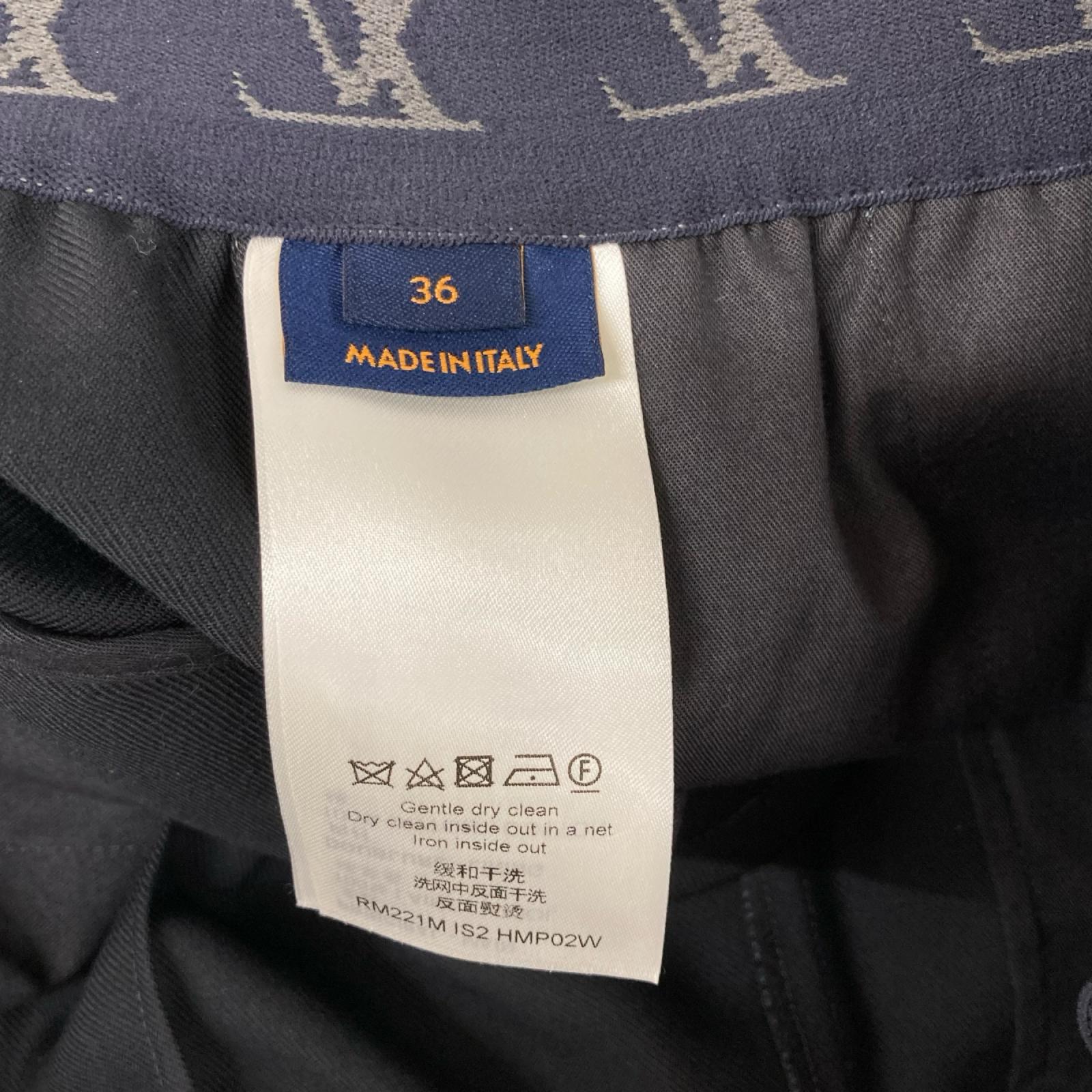 LOUIS VUITTON ルイヴィトン RM221M IS2 HMP02W 22SS ブラック ウール100 LVロゴウエスト ワンタックリラックストレートパンツ ボトムス