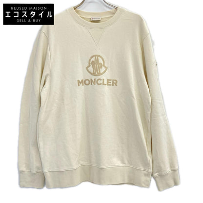 MONCLER モンクレール 23年製 アイボリー カシミヤ混 FELPA レザーワッペン 裏起毛Vガゼットスウェット トップス