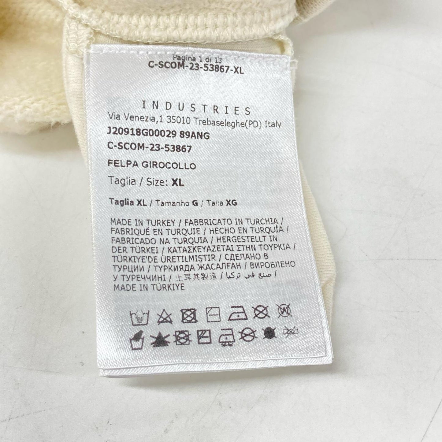 MONCLER モンクレール 23年製 アイボリー カシミヤ混 FELPA レザーワッペン 裏起毛Vガゼットスウェット トップス