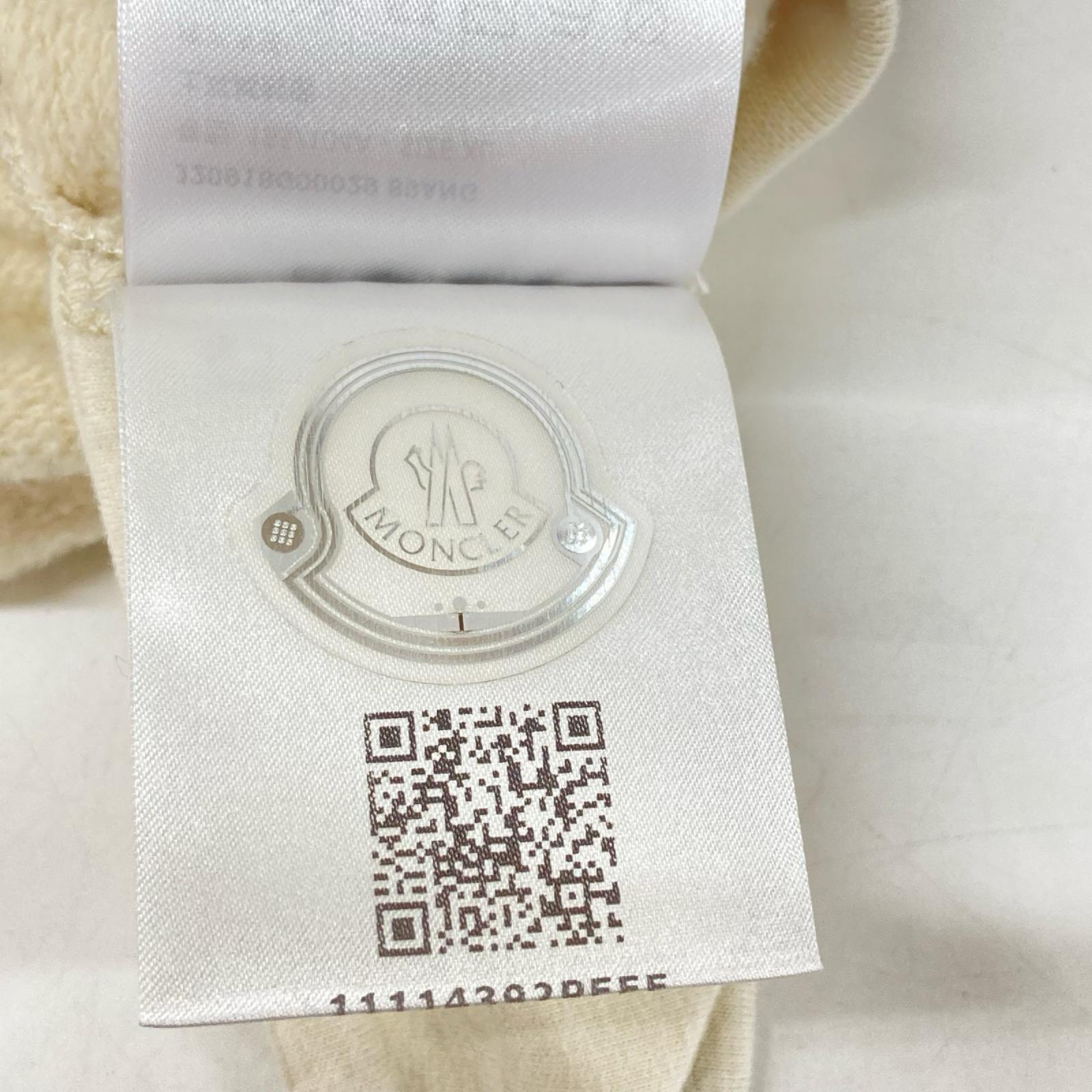 MONCLER モンクレール 23年製 アイボリー カシミヤ混 FELPA レザーワッペン 裏起毛Vガゼットスウェット トップス