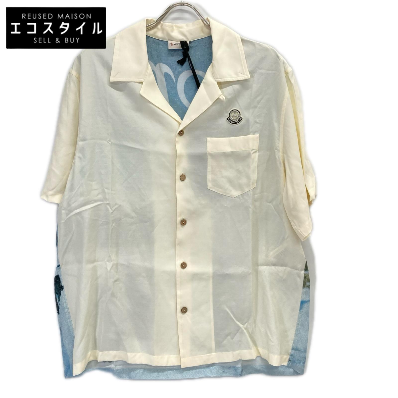 MONCLER モンクレール 【GENIUS】×MERCEDES-BENZ BY NIGO 24年製 アイボリー CAMICIA バックプリントショートスリーブオープンカラーシャツ トップス
