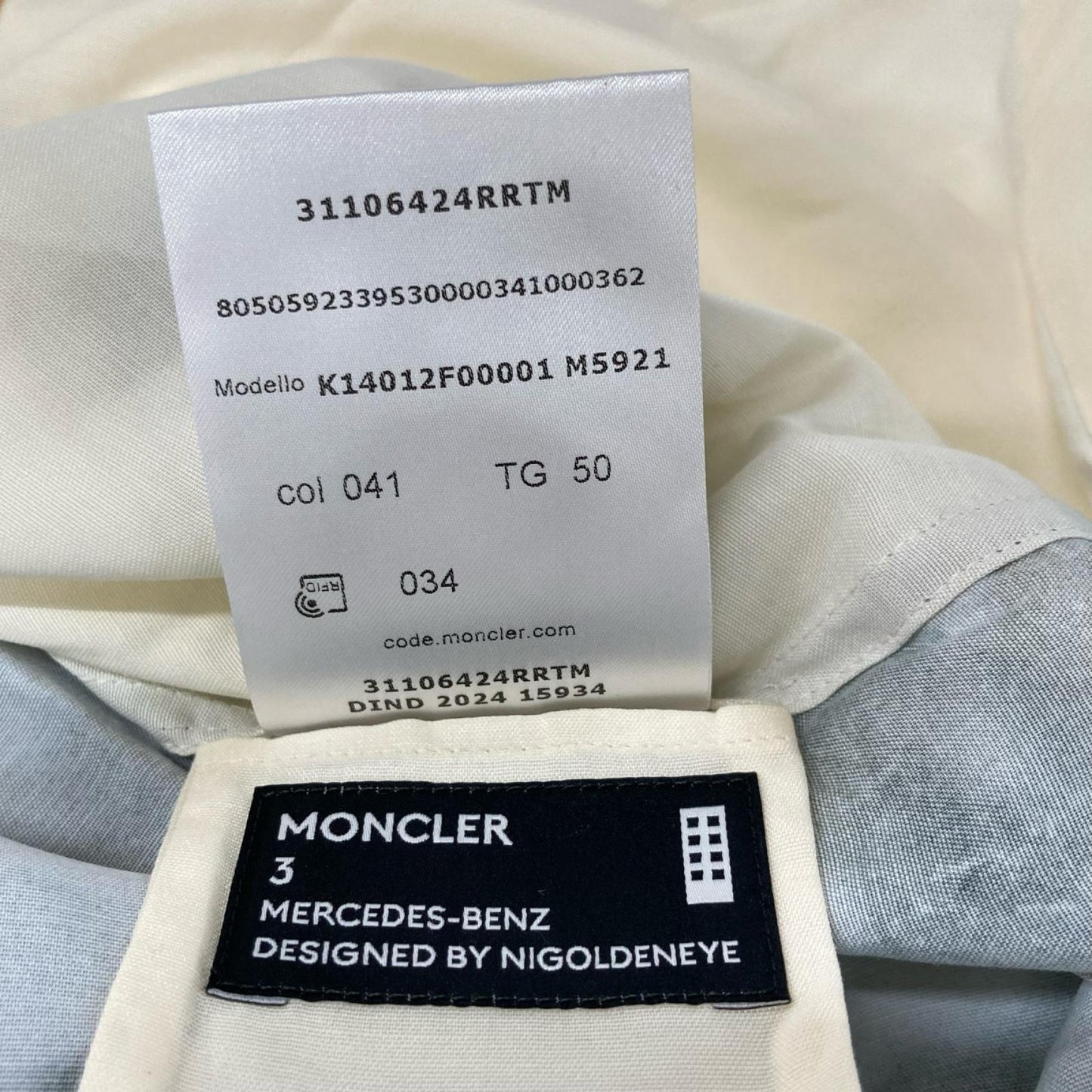 MONCLER モンクレール 【GENIUS】×MERCEDES-BENZ BY NIGO 24年製 アイボリー CAMICIA バックプリントショートスリーブオープンカラーシャツ トップス