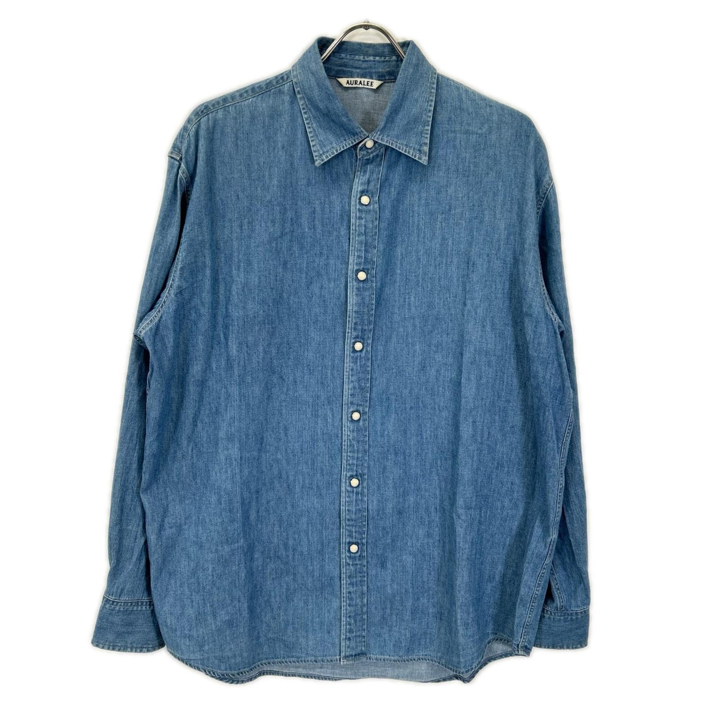 AURALEE オーラリー A24SS01GS 24SS WASHED INDIGO SELVEDGE SUPER LIGHT DENIM SHIRT ロングスリーブデニムシャツ トップス