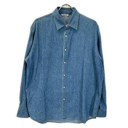 AURALEE オーラリー A24SS01GS 24SS WASHED INDIGO SELVEDGE SUPER LIGHT DENIM SHIRT ロングスリーブデニムシャツ トップス