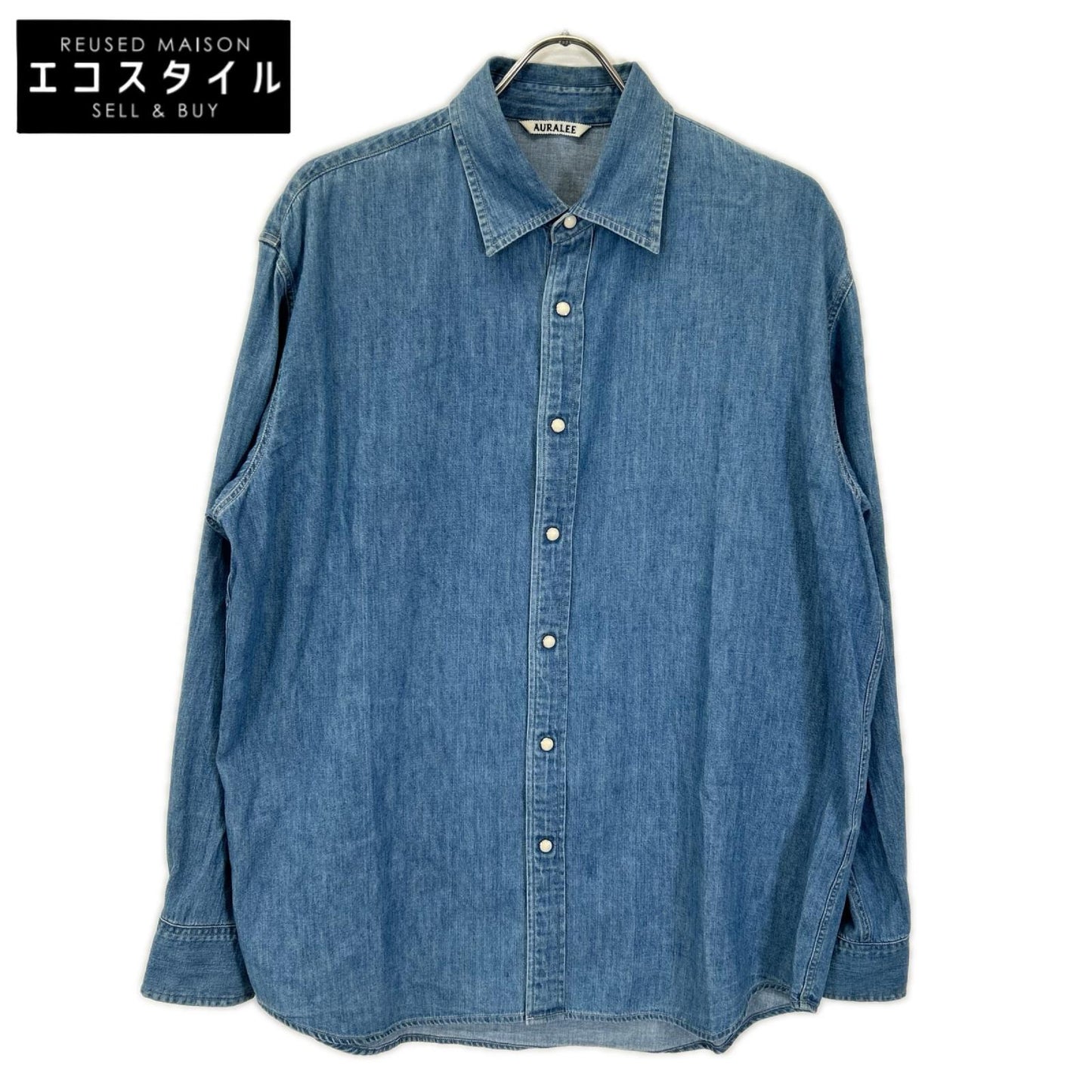 AURALEE オーラリー A24SS01GS 24SS WASHED INDIGO SELVEDGE SUPER LIGHT DENIM SHIRT ロングスリーブデニムシャツ トップス