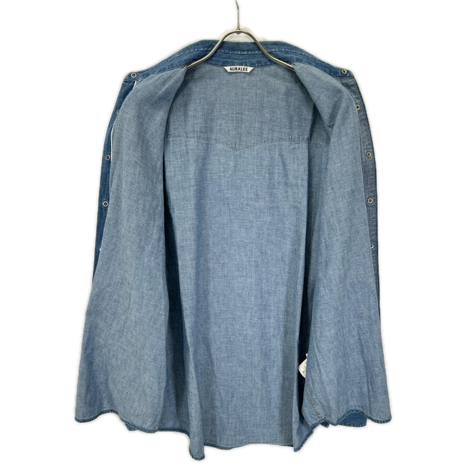 AURALEE オーラリー A24SS01GS 24SS WASHED INDIGO SELVEDGE SUPER LIGHT DENIM SHIRT ロングスリーブデニムシャツ トップス