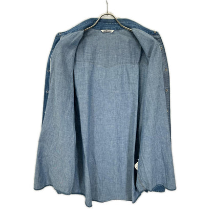 AURALEE オーラリー A24SS01GS 24SS WASHED INDIGO SELVEDGE SUPER LIGHT DENIM SHIRT ロングスリーブデニムシャツ トップス