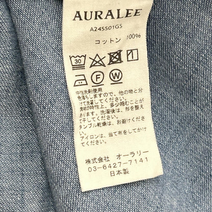 AURALEE オーラリー A24SS01GS 24SS WASHED INDIGO SELVEDGE SUPER LIGHT DENIM SHIRT ロングスリーブデニムシャツ トップス