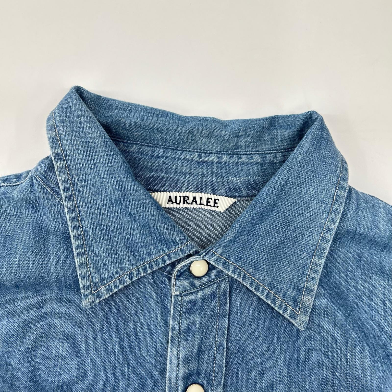 AURALEE オーラリー A24SS01GS 24SS WASHED INDIGO SELVEDGE SUPER LIGHT DENIM SHIRT ロングスリーブデニムシャツ トップス