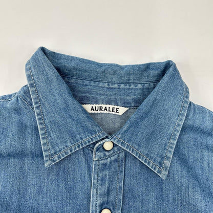 AURALEE オーラリー A24SS01GS 24SS WASHED INDIGO SELVEDGE SUPER LIGHT DENIM SHIRT ロングスリーブデニムシャツ トップス