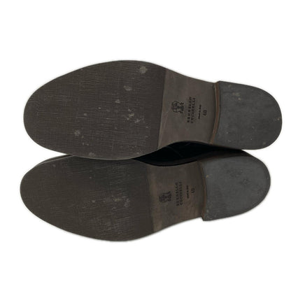 BRUNELLO CUCINELLI ブルネロクチネリ 【美品】レザーｘニット チェルシー アンクルブーツ シューズ