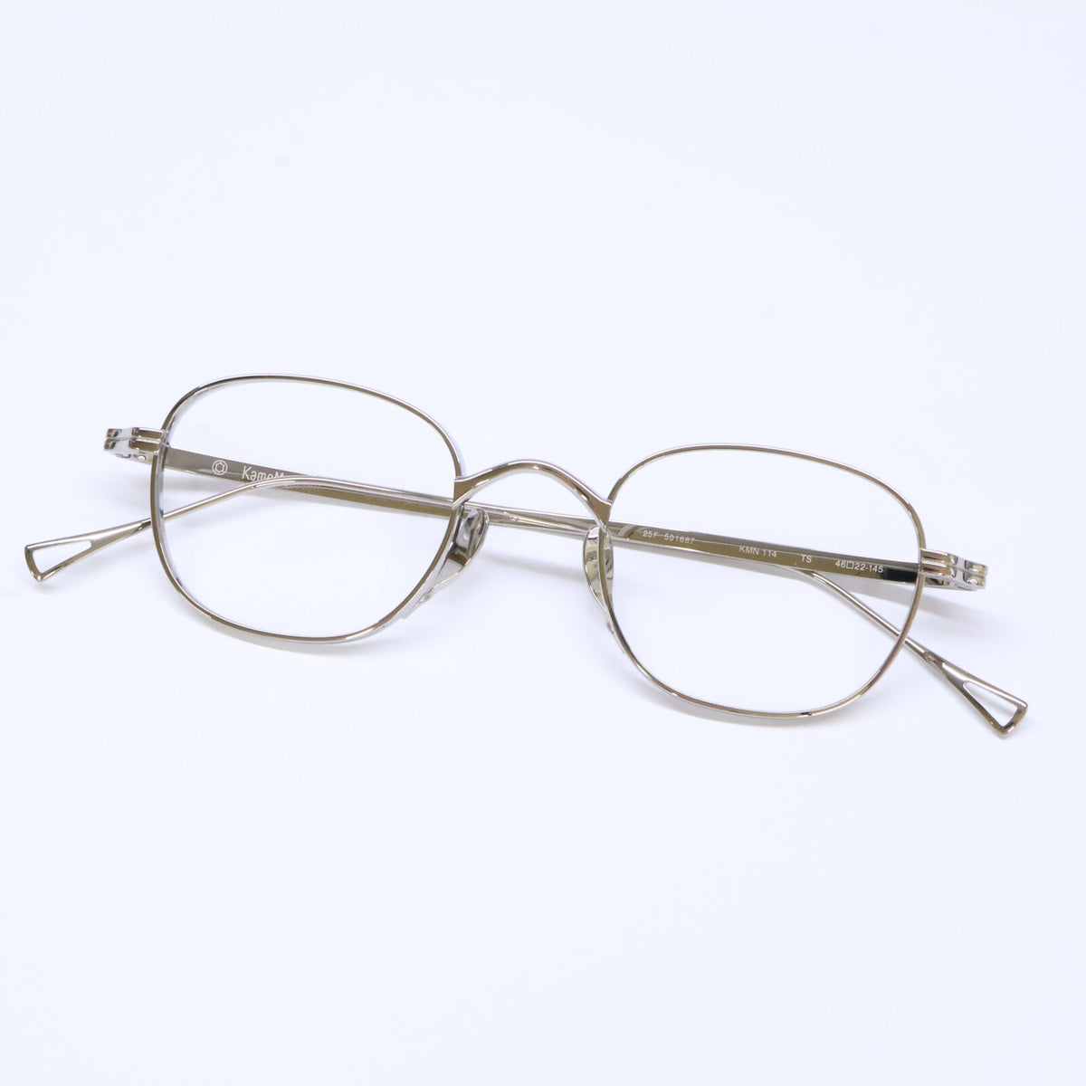 KameManNen カメマンネン KMN114 TS シルバー メタル ワイドスクエアシェイプ 眼鏡/アイウェア 眼鏡
