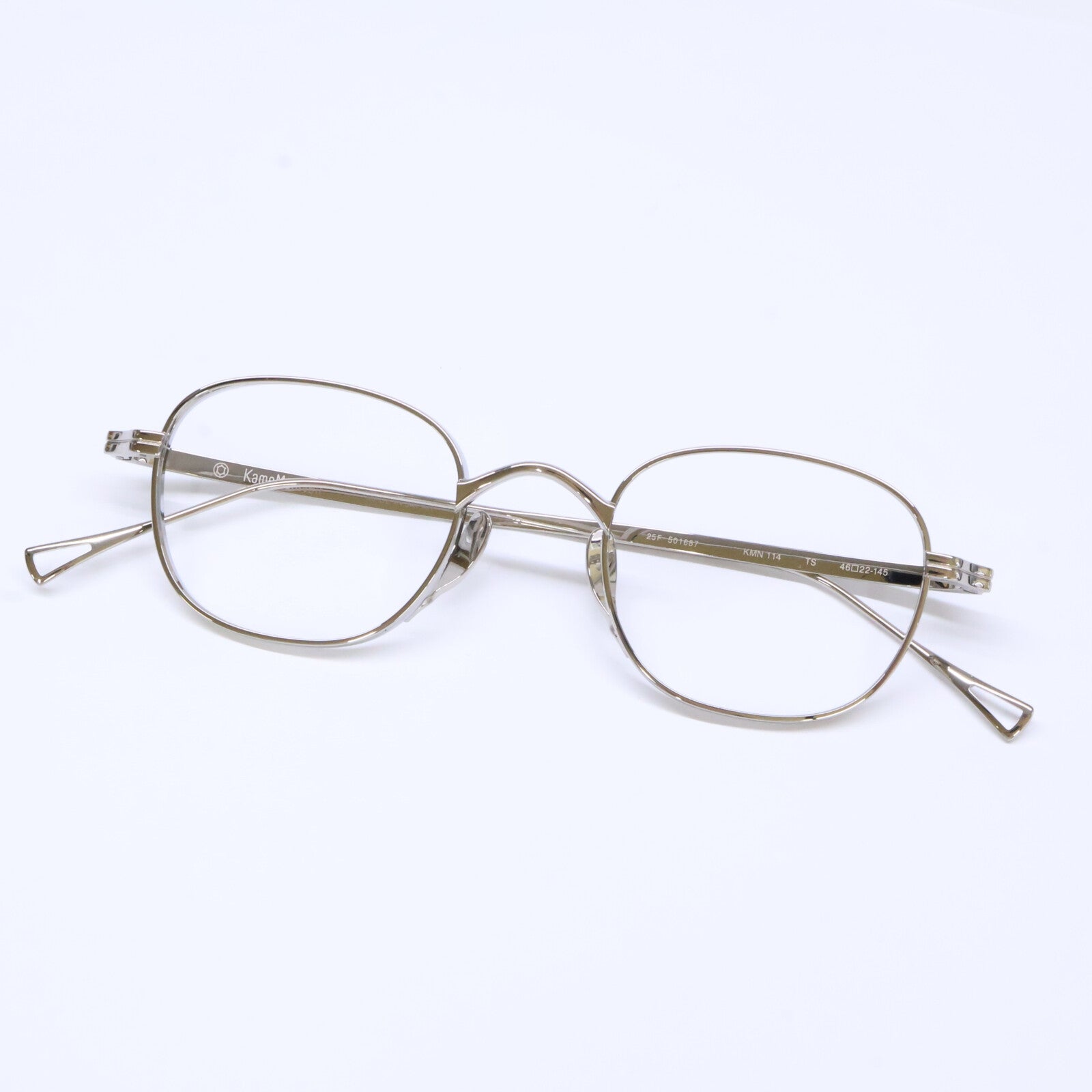 KameManNen カメマンネン KMN114 TS シルバー メタル ワイドスクエアシェイプ 眼鏡/アイウェア 眼鏡