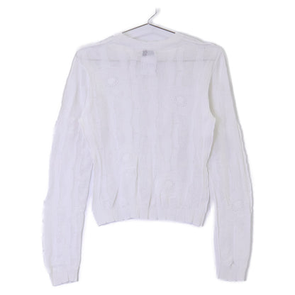 CHANEL シャネル 【美品/国内正規/23SS】P75097K10772 コットン カメリアモチーフ シアー ニットセーター トップス