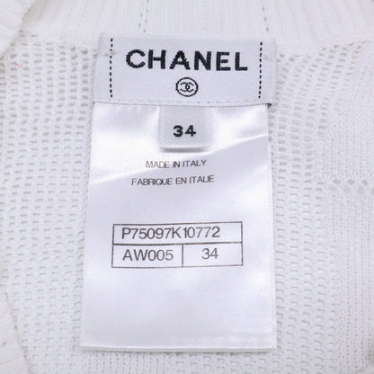 CHANEL シャネル 【美品/国内正規/23SS】P75097K10772 コットン カメリアモチーフ シアー ニットセーター トップス
