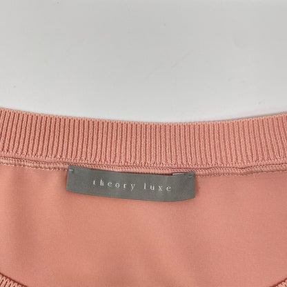 theory luxe セオリーリュクス 25年製 ピンク レーヨン フレンチスリーブ サイドスリット ブラウス トップス
