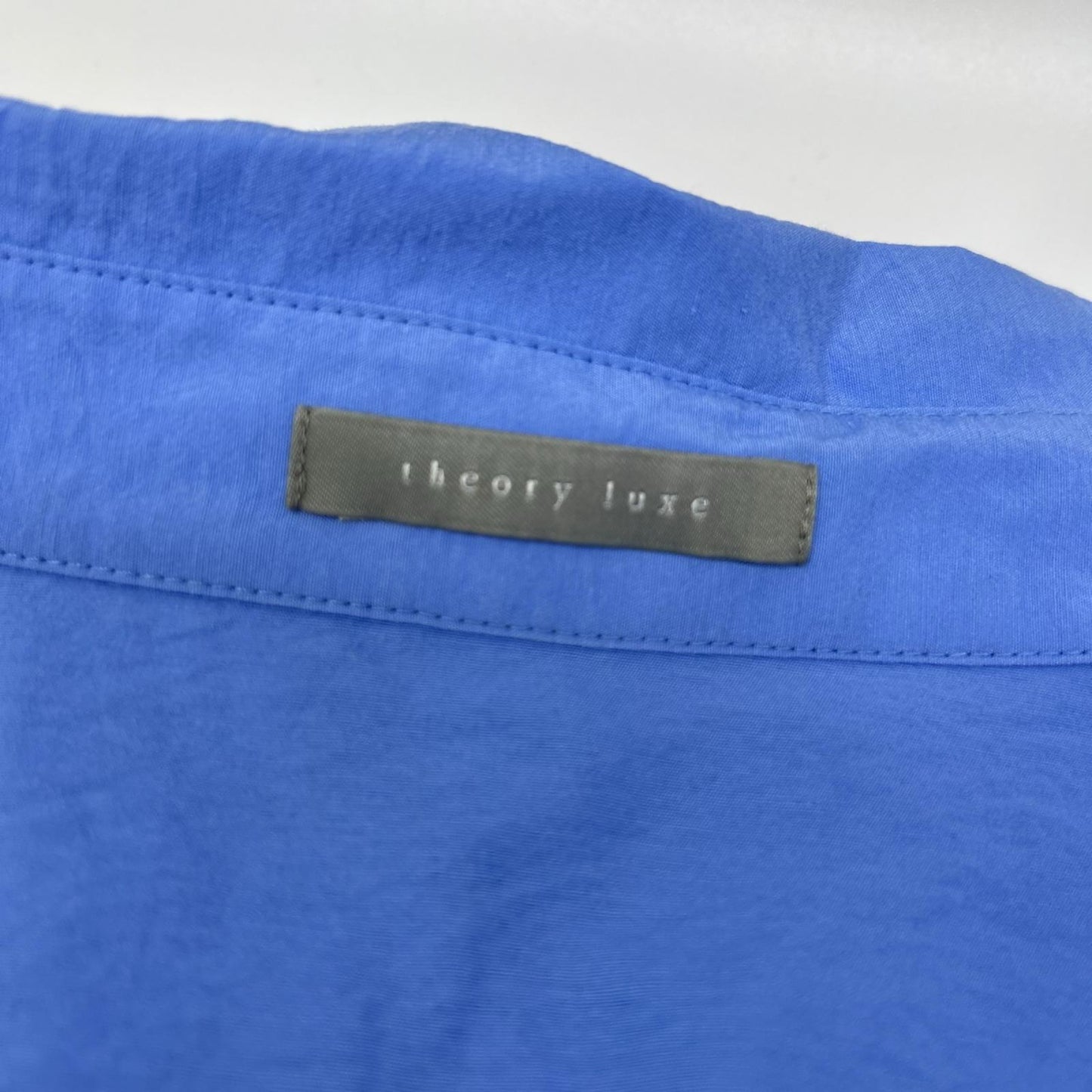 theory luxe セオリーリュクス 03-5108230 25年製 ブルー レーヨン ラッフルカラー 長袖シャツブラウス トップス