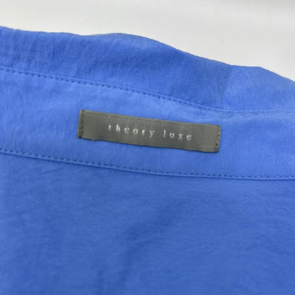 theory luxe セオリーリュクス 03-5108230 25年製 ブルー レーヨン ラッフルカラー 長袖シャツブラウス トップス