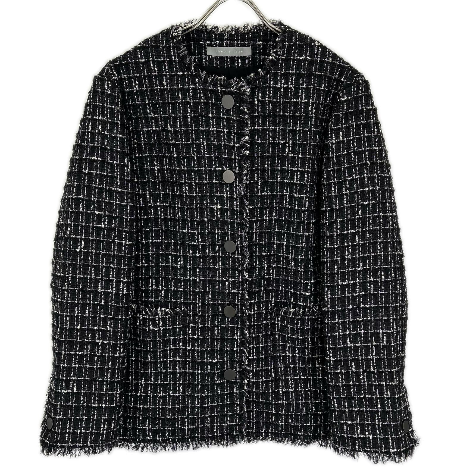 theory luxe セオリーリュクス 03-5104149 25年製 ブラック Noma Tweed Molly Jacket/ツイードジャケット ジャケット