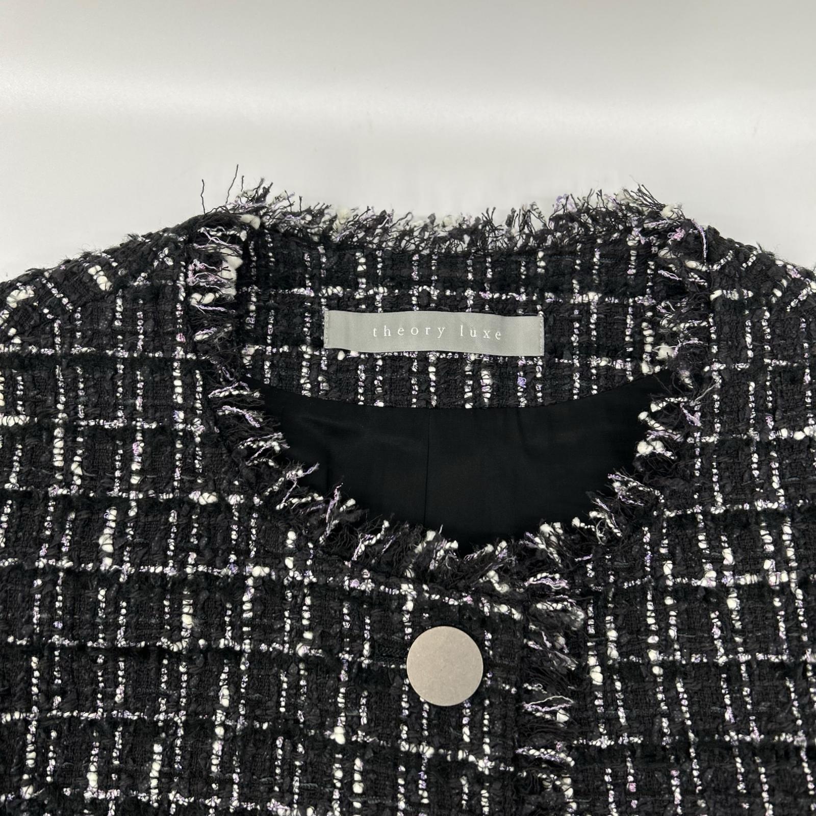 theory luxe セオリーリュクス 03-5104149 25年製 ブラック Noma Tweed Molly Jacket/ツイードジャケット ジャケット