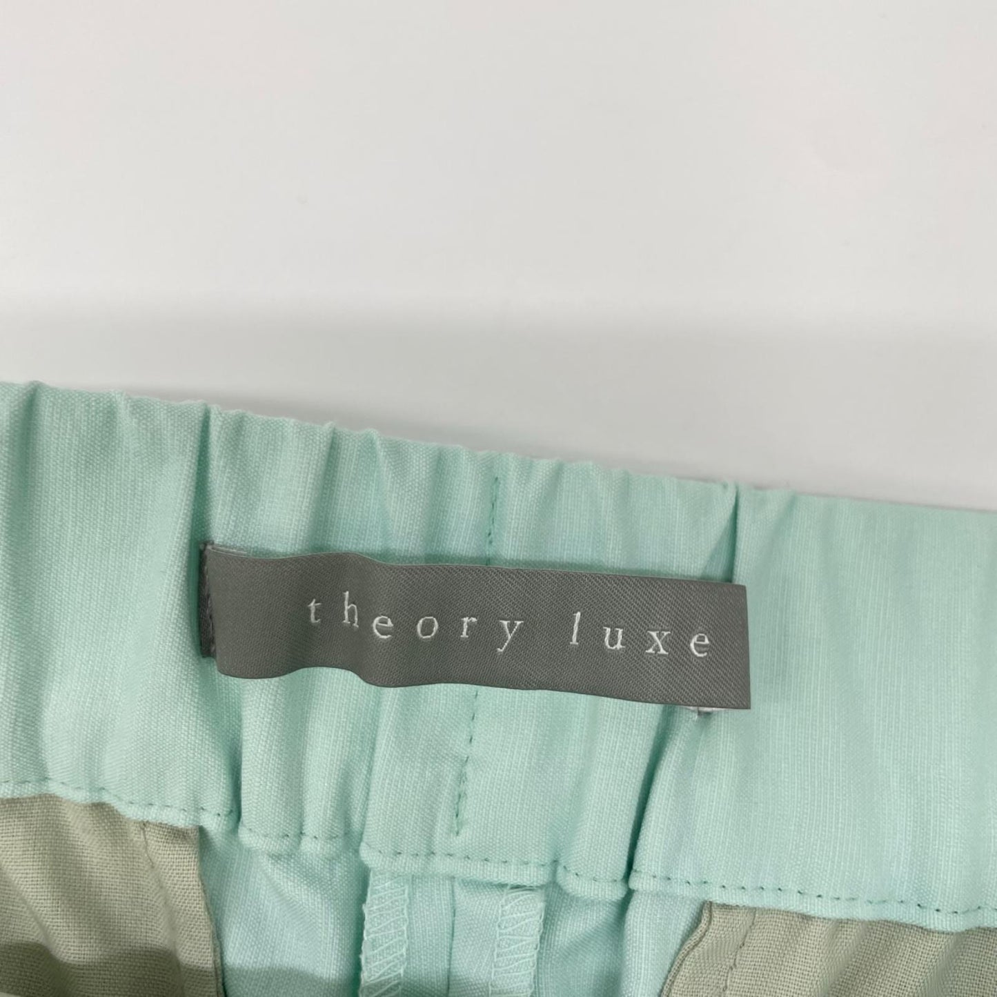theory luxe セオリーリュクス 25年製 ミントグリーン リネン ウエストゴム ワイドストレートパンツ ボトムス