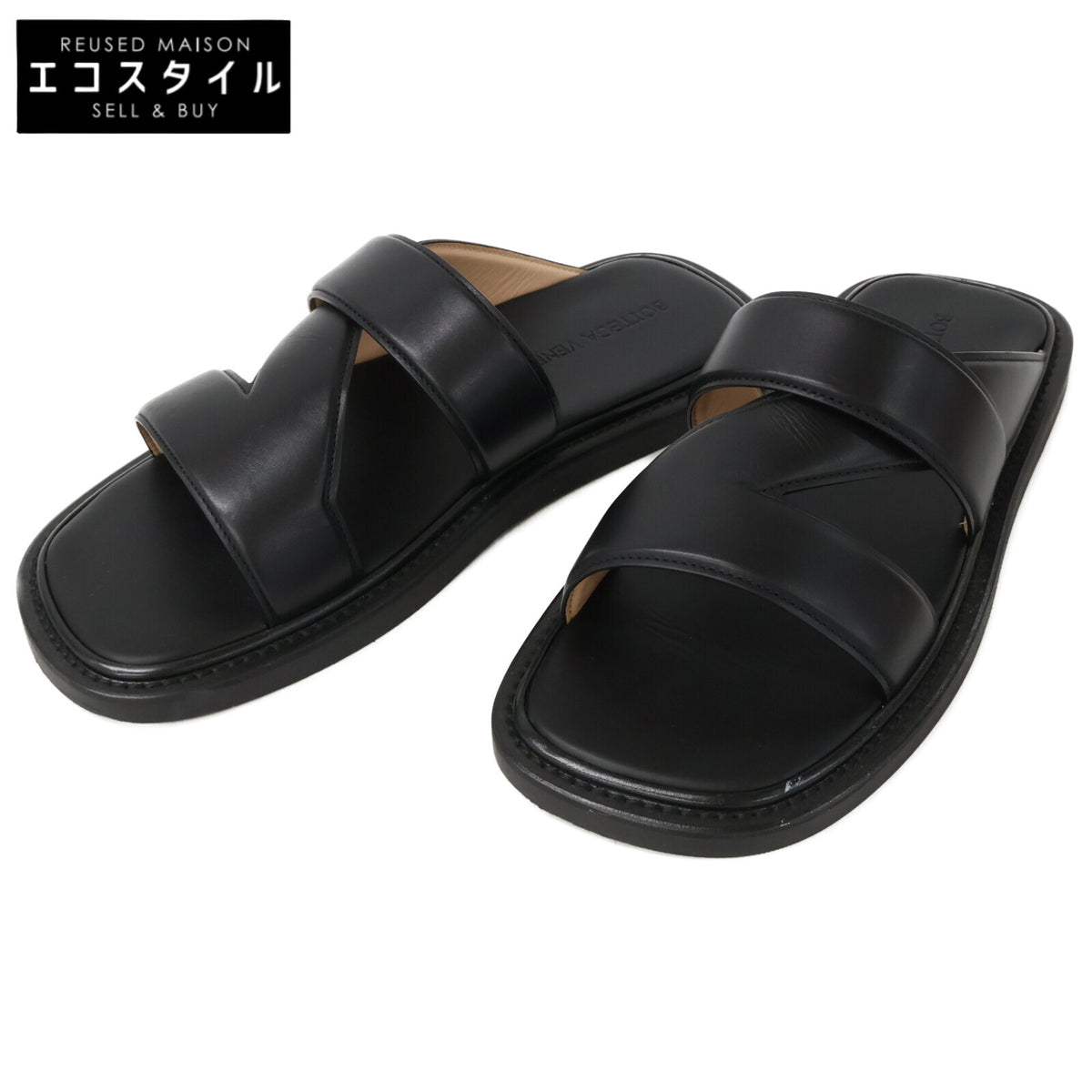 BOTTEGA VENETA ボッテガヴェネタ 【美品】651420 BAND SANDALS クロスバンド コンフォート レザーサンダル シューズ