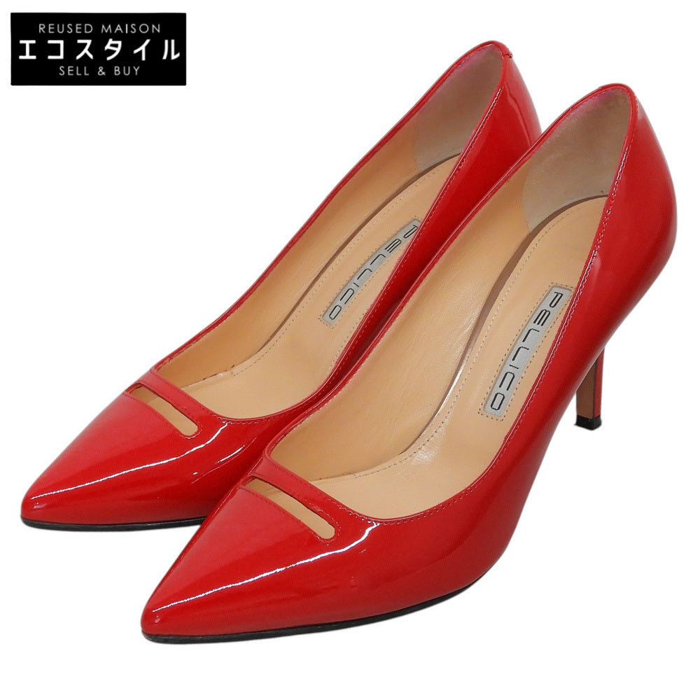 PELLICO ペリーコ 美品 ANIMA/アニマ パテントレザー ポインテッドトゥ ヒールパンプス シューズ レディース レッド 36 1/2 0021 シューズ