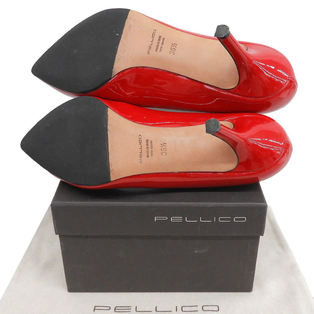 PELLICO ペリーコ 美品 ANIMA/アニマ パテントレザー ポインテッドトゥ ヒールパンプス シューズ レディース レッド 36 1/2 0021 シューズ