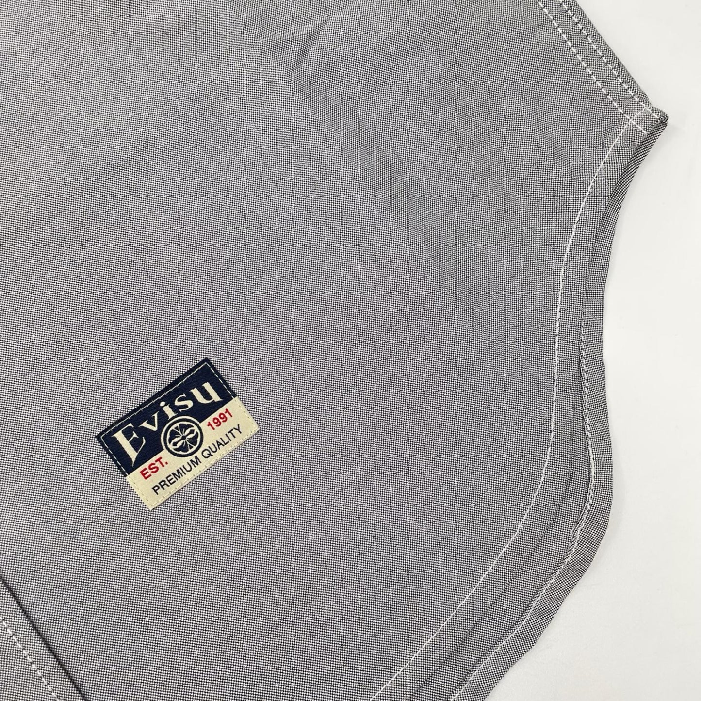 EVISU エヴィス グレー カモメプリント リラックスフィット ロングスリーブ オックスフォードシャツ トップス