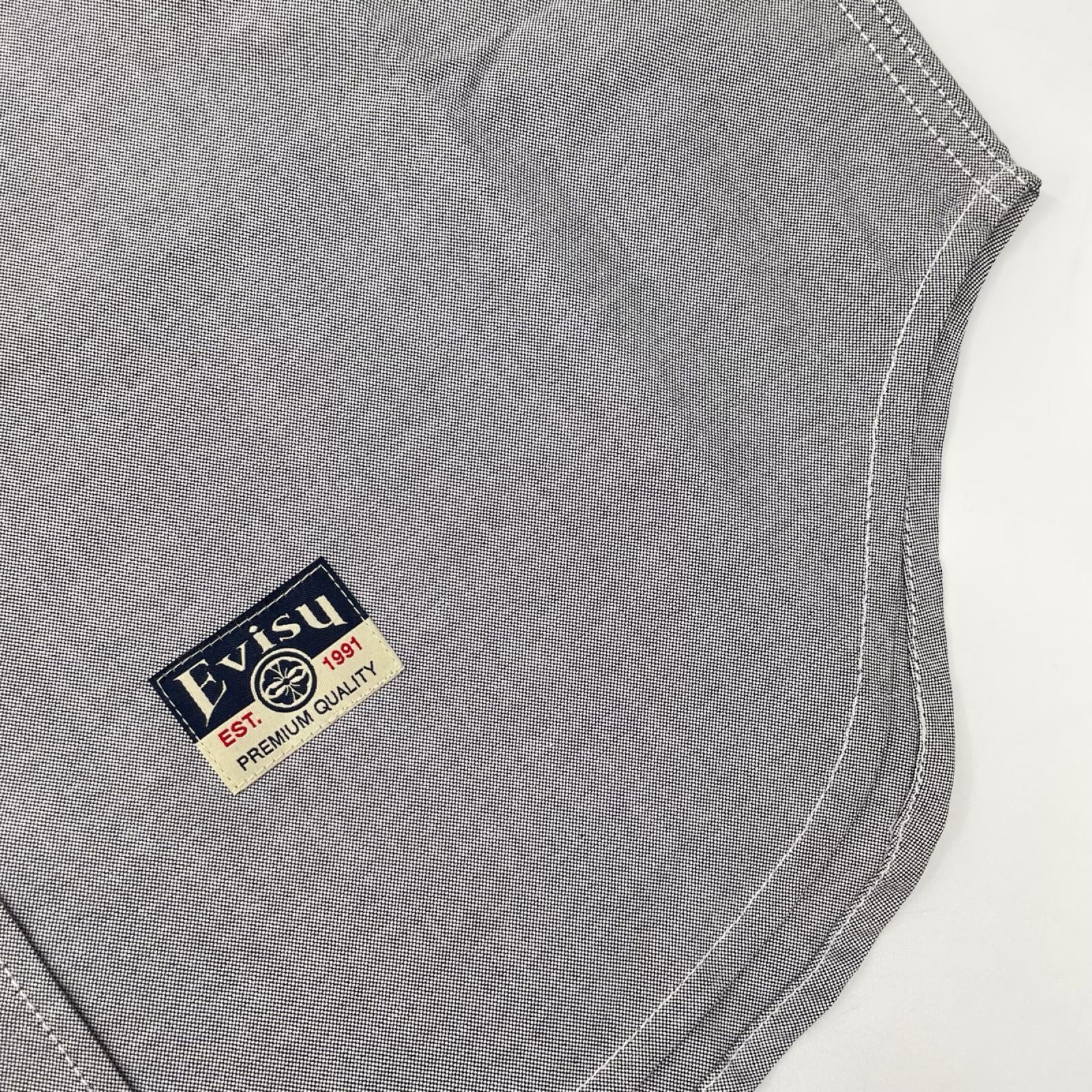 EVISU エヴィス グレー カモメプリント リラックスフィット ロングスリーブ オックスフォードシャツ トップス