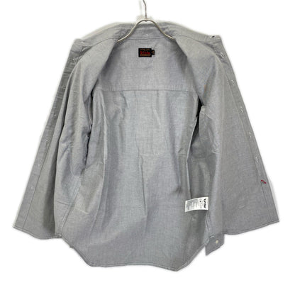 EVISU エヴィス グレー カモメプリント リラックスフィット ロングスリーブ オックスフォードシャツ トップス