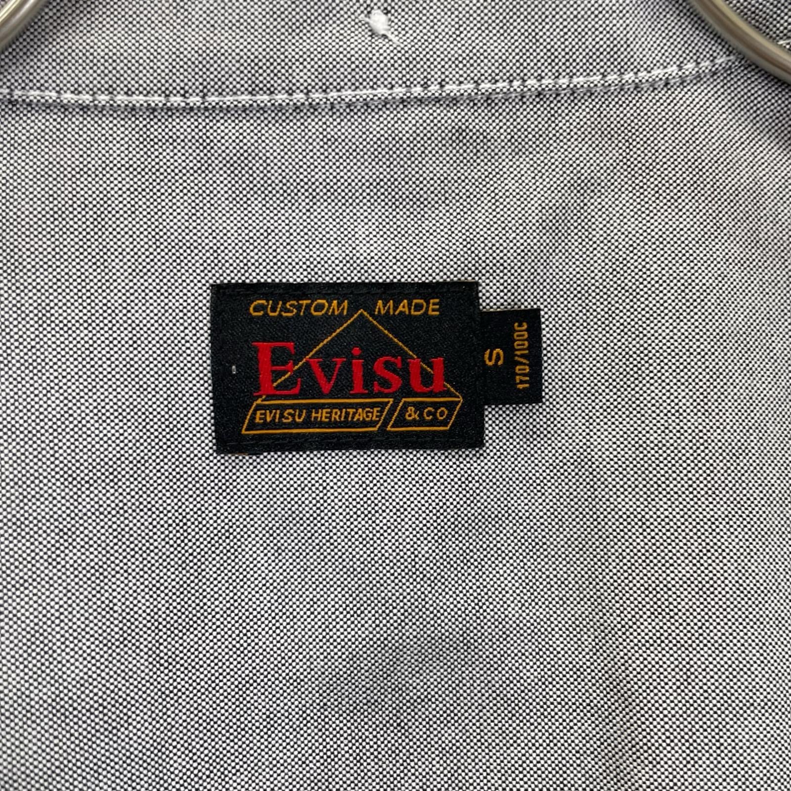 EVISU エヴィス グレー カモメプリント リラックスフィット ロングスリーブ オックスフォードシャツ トップス