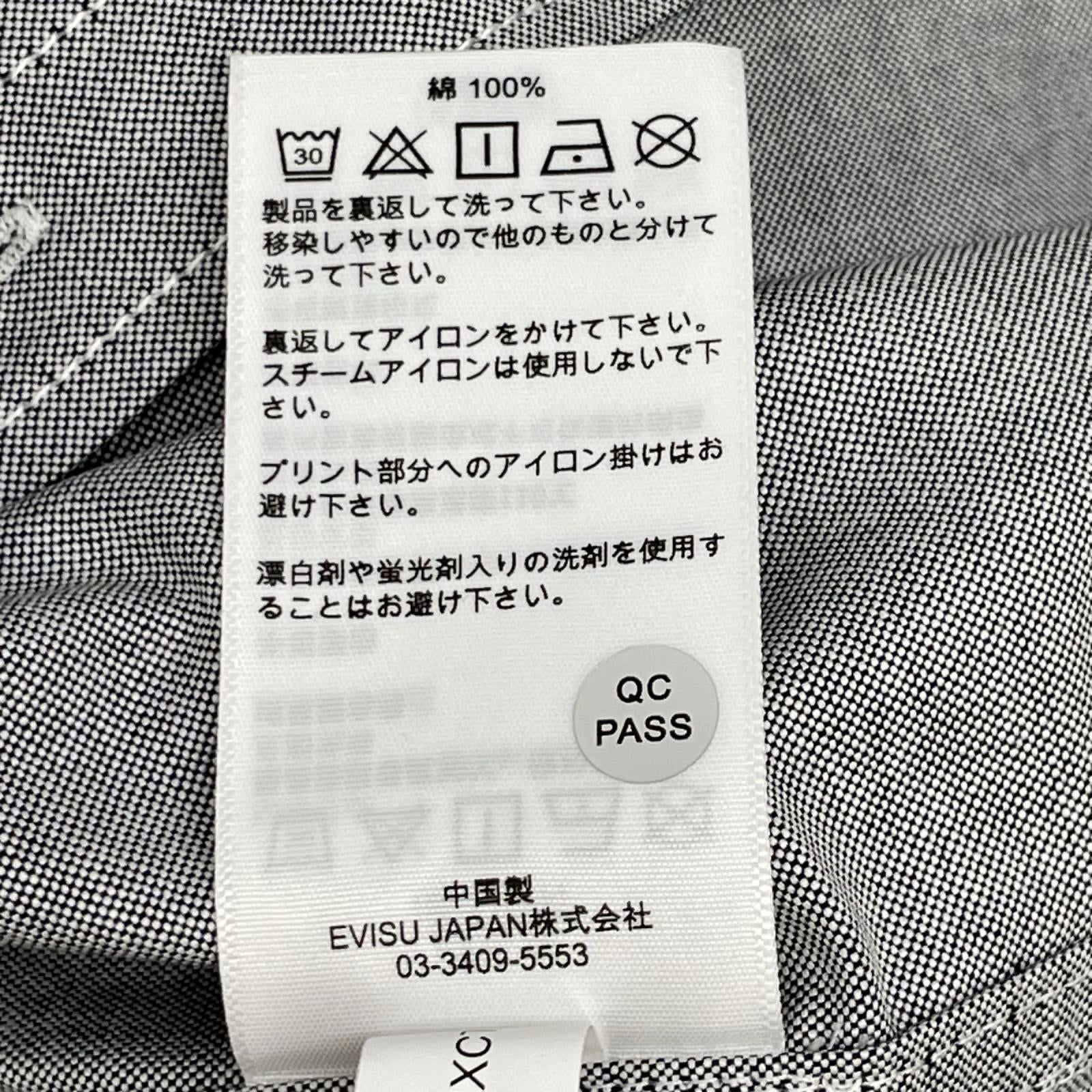 EVISU エヴィス グレー カモメプリント リラックスフィット ロングスリーブ オックスフォードシャツ トップス